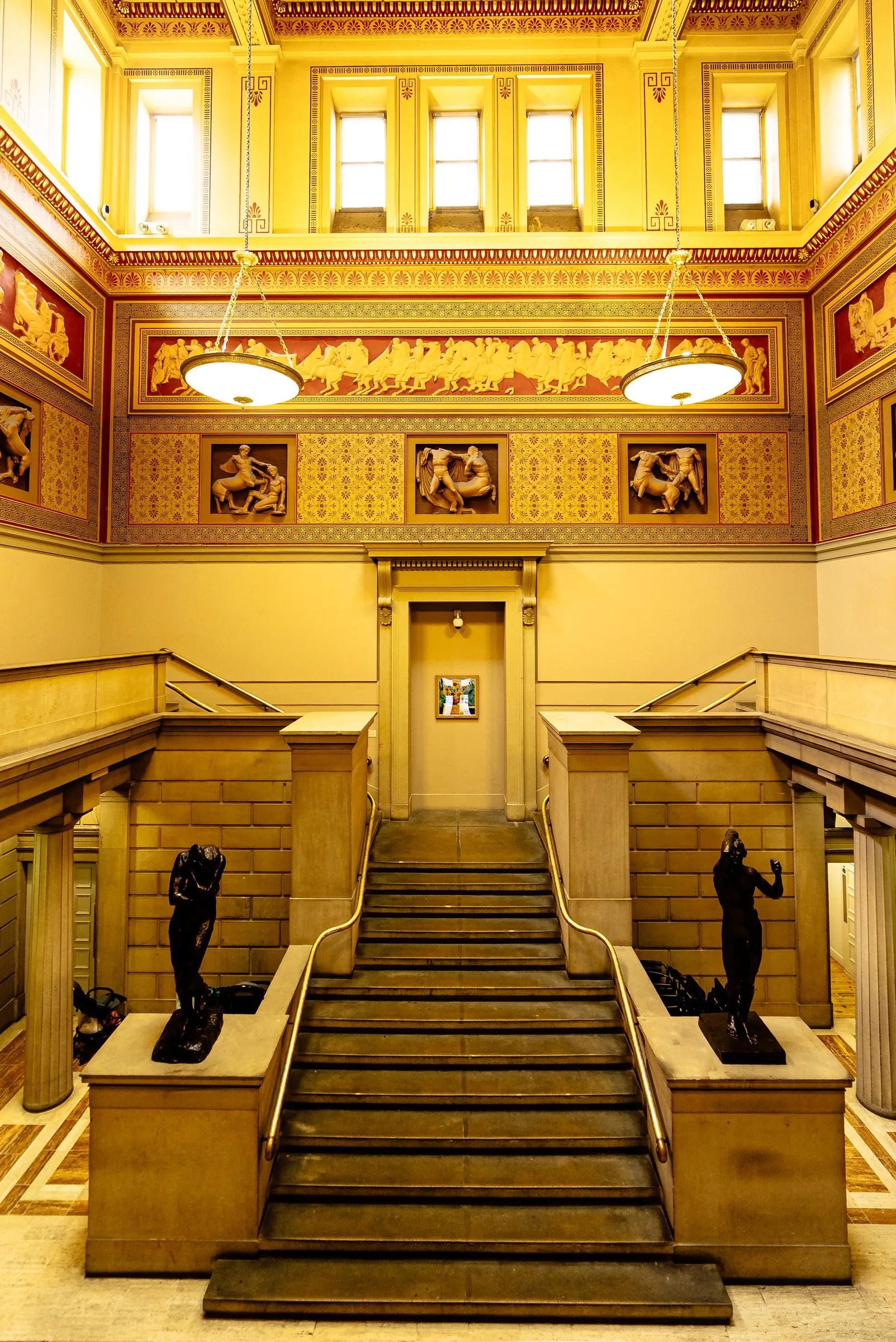 The neoclassical staircase hall of Manchester Art Gallery.