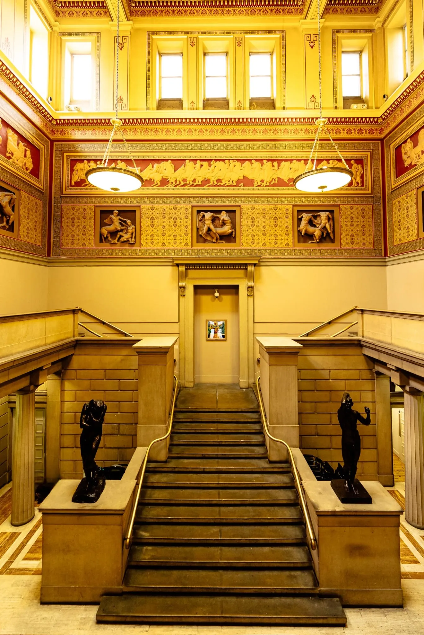 The neoclassical staircase hall of Manchester Art Gallery.